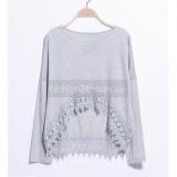 Lace Long-Sleeved Cotton T-shirts